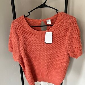 NWT Melrose and Market Textured Short Sleeve Cotton Sweater